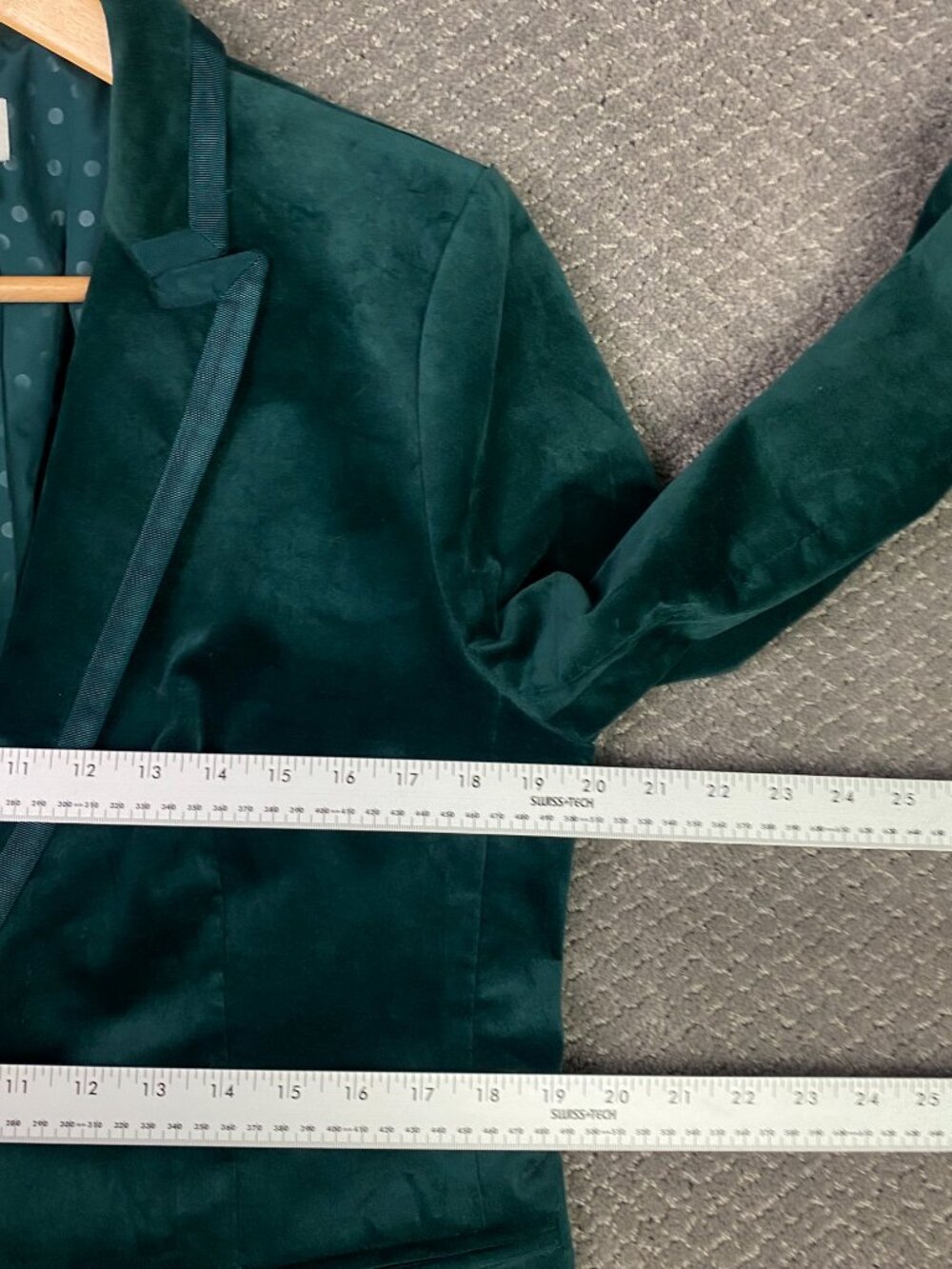 J CREW Velvet Blazer Jacket Womens 14 Forest Green One Button Tuxedo Dinner - Picture 8 of 14